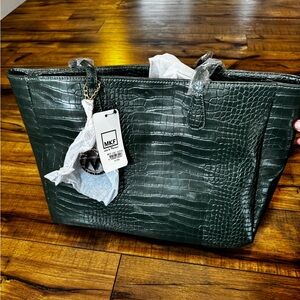 Green Crocodile-Embossed Tote Bag - MKF Collection by Mia K. Farrow NEW
